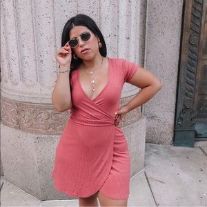 Ardene Ribbed Mini Wrap Dress